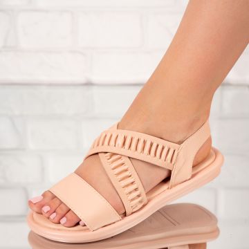 Sandale dama din piele ecologica perforate Roz Galina Marimea 40