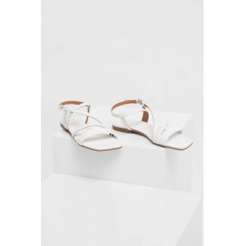 Answear Lab sandale de piele femei, culoarea alb