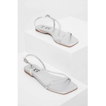 Answear Lab sandale de piele femei, culoarea argintiu