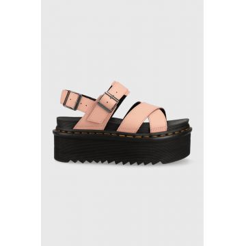 Dr. Martens sandale de piele Voss II Quad femei, culoarea roz, cu platforma, DM30717329