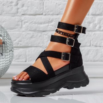 Sandale Dama cu Platforma Jad Negre #15420