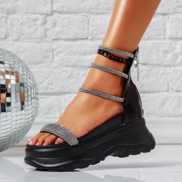 Sandale Dama cu Platforma Reese Negre #15486