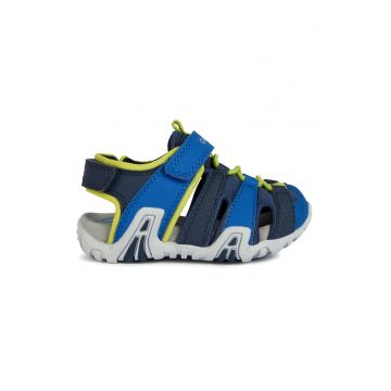 Sandale de piele ecologica si material textil cu velcro