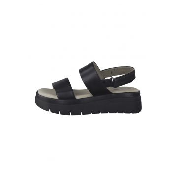 Sandale din piele cu talpa wedge si inchidere velcro