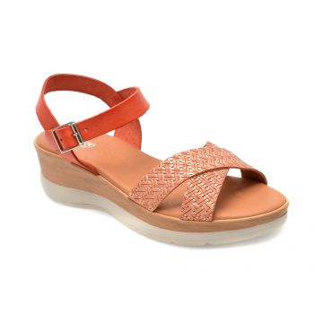 Sandale IMAGE portocalii, JANET, din piele naturala