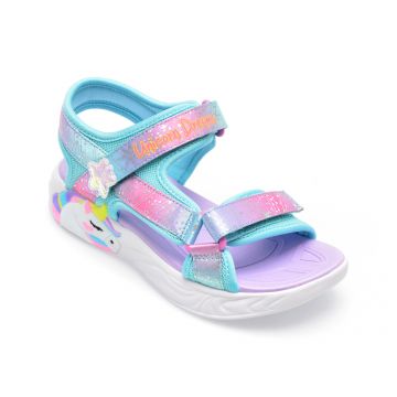 Sandale SKECHERS albastre, UNICORN DREAMS EXPLORER, din material textil