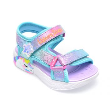 Sandale SKECHERS albastre, UNICORN DREAMS EXPLORER, din material textil