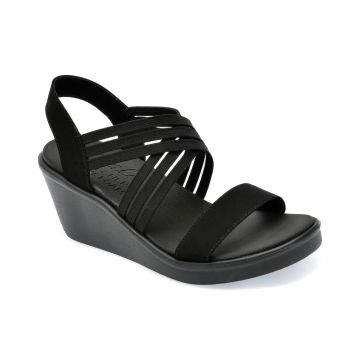Sandale SKECHERS negre, RUMBLE ON, din piele intoarsa si material textil