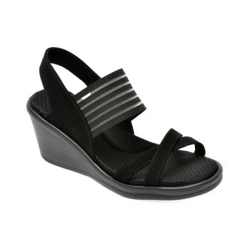Sandale SKECHERS negre, RUMBLERS, din piele ecologica