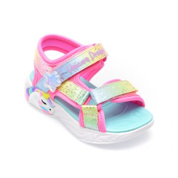 Sandale SKECHERS roz, UNICORN DREAMS EXPLORER, din material textil