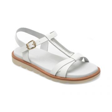 Sandale SALAMANDER albe, 54801, din piele naturala