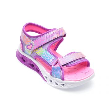 Sandale SKECHERS mov, FLUTTER HEARTS SANDAL, din material textil