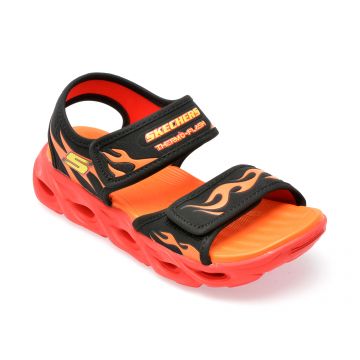 Sandale SKECHERS negre, THERMO-SPLASH, din piele ecologica