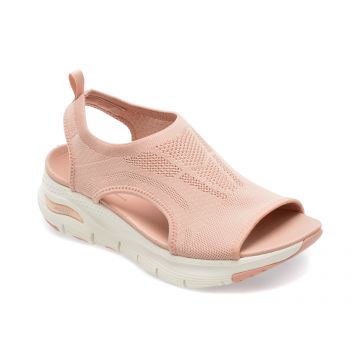 Sandale SKECHERS roz, ARCH FIT, din material textil