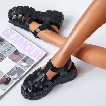 Sandale Dama cu Platforma Glammy Negre #15580