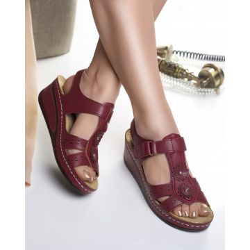 sandale dama cu platforma rosii din piele ecologica onia