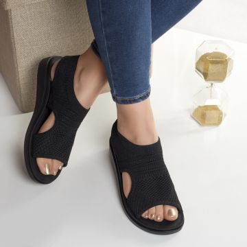 Sandale dama fara toc negre din textil vona
