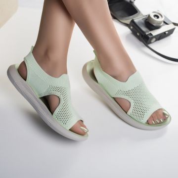 Sandale dama fara toc verzi din textil dura