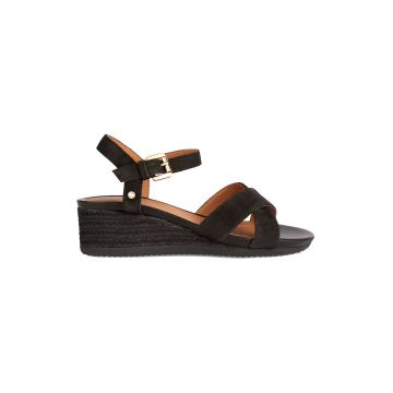 Sandale de piele intoarsa cu talpa wedge Ischia