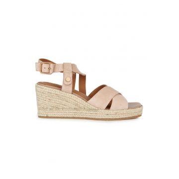 Sandale-espadrile de piele intoarsa cu platforma