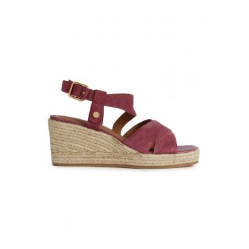 Sandale-espadrile de piele intoarsa cu platforma