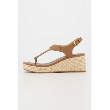 Sandale-espadrile wedge de piele saffiano Laney