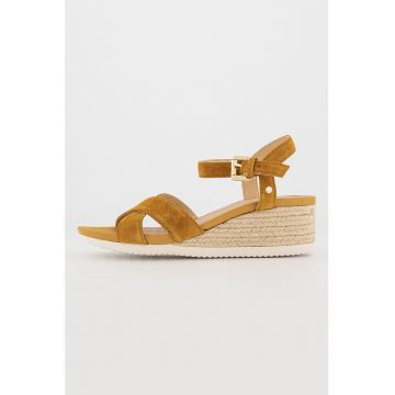 Sandale de piele intoarsa cu talpa wedge Ischia