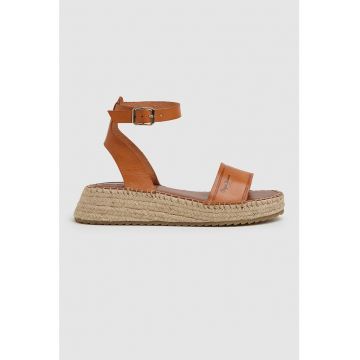 Sandale wedge de piele