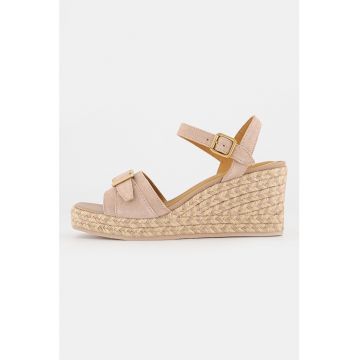 Sandale wedge de piele intoarsa Panarea