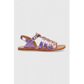 Pom D'api sandale din piele pentru copii culoarea violet