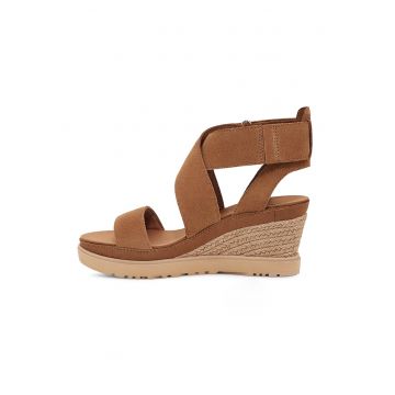 Sandale-espadrile de piele intoasa cu velcro Ileana