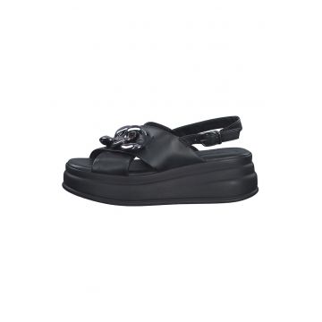 Sandale din piele cu talpa wedge