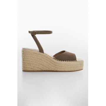 Sandale-espadrile de piele intoarsa cu talpa wedge Alex