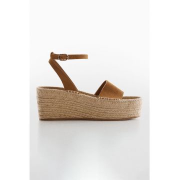 Sandale-espadrile de piele intoarsa cu talpa wedge Ari