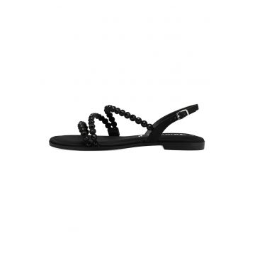 Sandale slingback din piele ecologica cu aplicatii cu strasuri