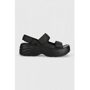 Crocs sandale Skyline Slide femei, culoarea negru, cu platforma, 208183