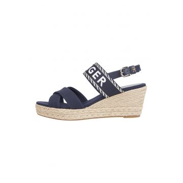 Sandale cu talpa wedge si logo