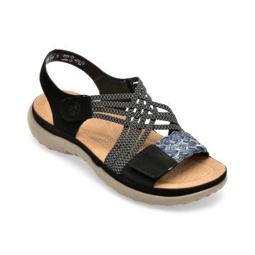 Sandale RIEKER negre, 64889, din piele ecologica