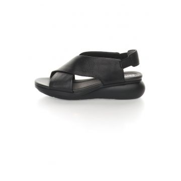 Sandale slingback - cu platforma - de piele Balloon - Negru
