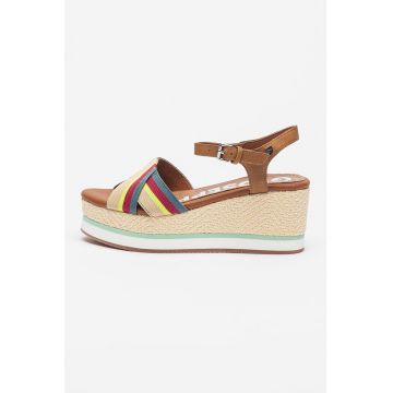 Sandale cu talpa wedge si insertii din piele ecologica Guaduas