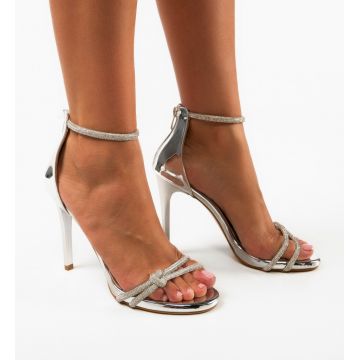 Sandale cu toc Myxan Argintii