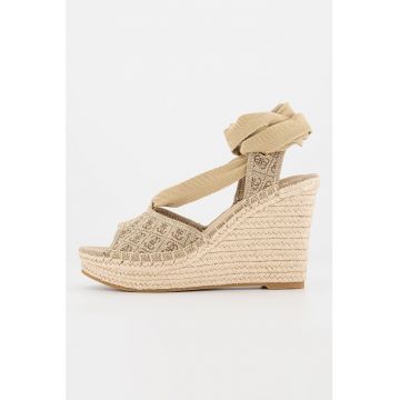 Sandale-espadrile wedge cu bareta pe glenza