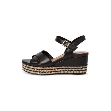 Sandale-espadrile wedge de piele