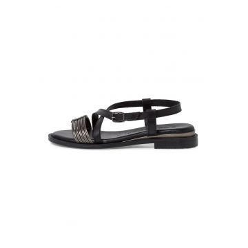 Sandale slingback de piele ecologica si piele