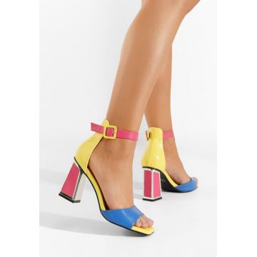 Sandale cu toc gros Wella multicolore