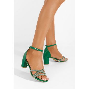 Sandale elegante cu toc gros Nerysa verzi
