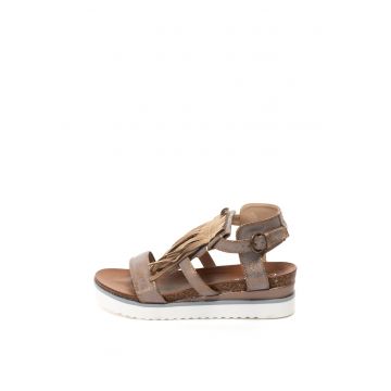 Sandale wedge cu bareta pe glezna si franjuri Guya Sandale wedge cu bareta pe glezna si franjuri Guya