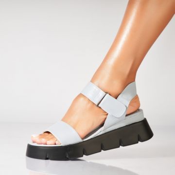 Sandale dama cu platforma Albastre din Piele Ecologica Hridhya