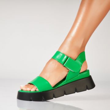Sandale dama cu platforma Verzi din Piele Ecologica Hridhya