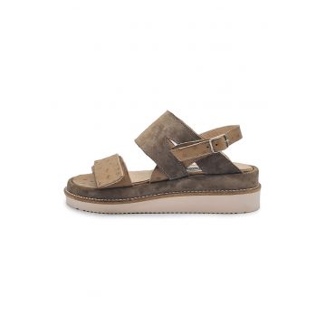 Sandale din piele intoarsa cu talpa wedge